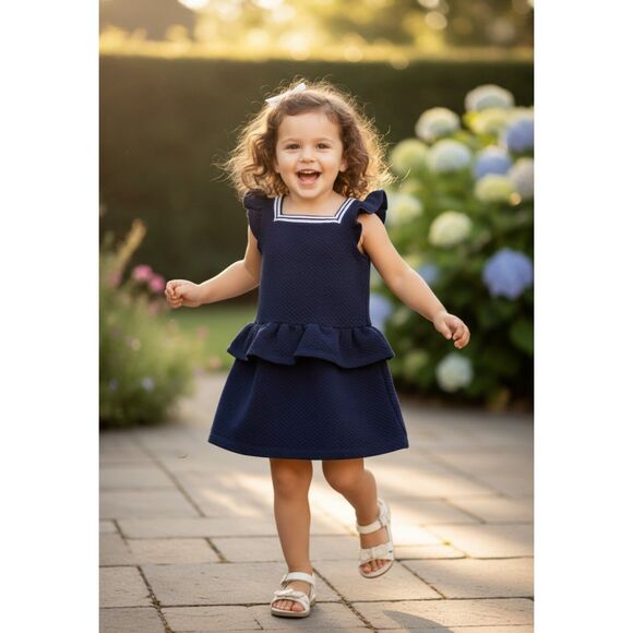 Janie and Jack Ruffle Navy Dress Size 2T - Picture 6 of 6